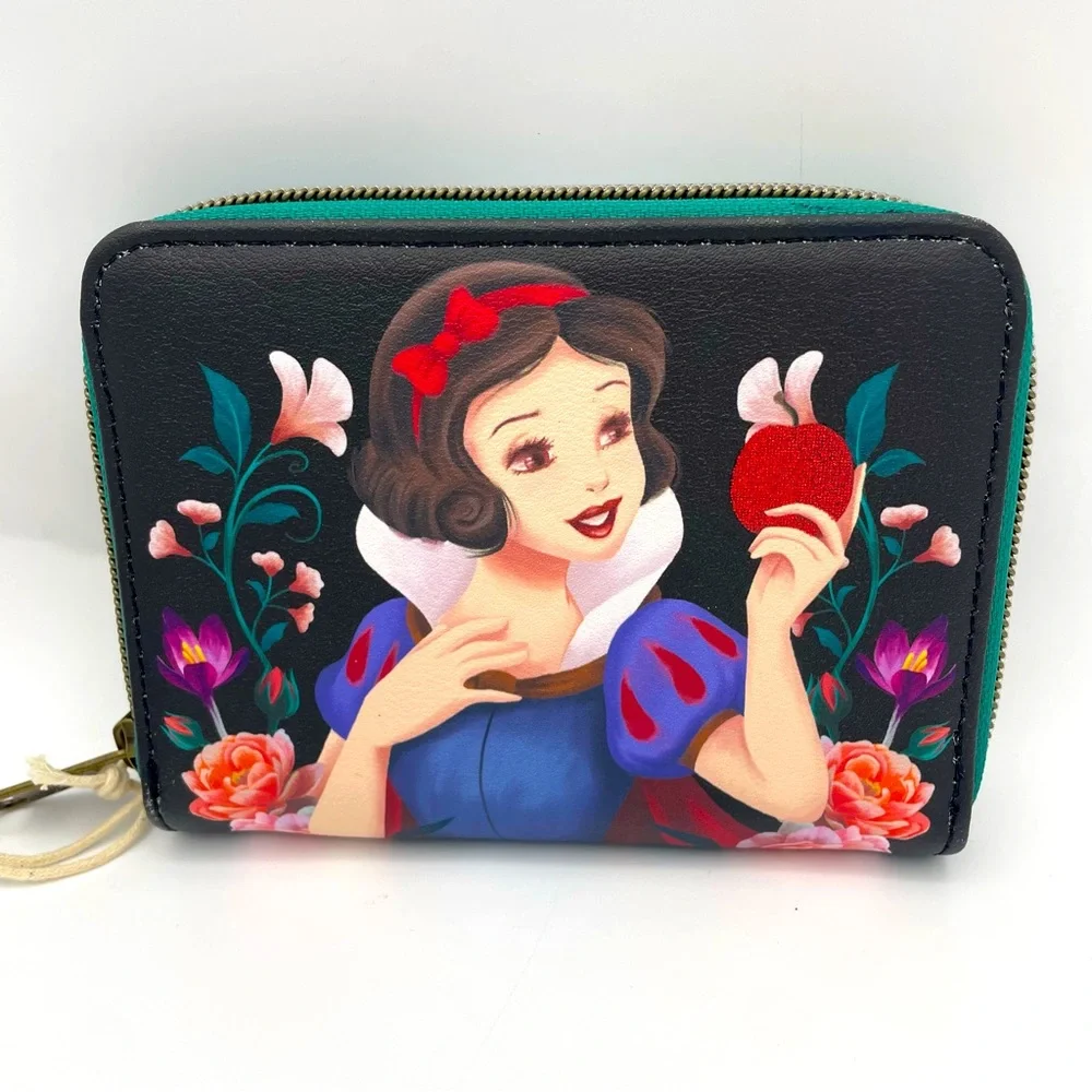 Loungefly Disney Snow White & the Seven Dwarfs Floral Apple Zipper Wallet NWT